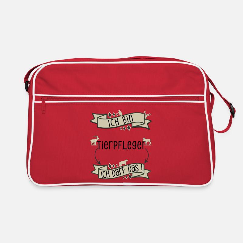 Lustiger Tierpfleger Spruch - ich darf das! - Retro Tasche - Rot/Weiß