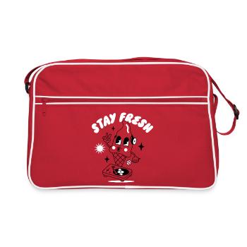 Whimsical Stay Fresh DJ mascot T-Shirt - Retro Bag - red/white - Front