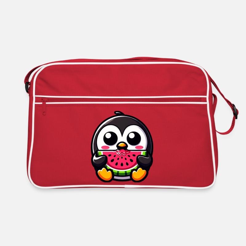 Pingouin mignon avec Melon Chibi Fruit Sweet Sac Retro