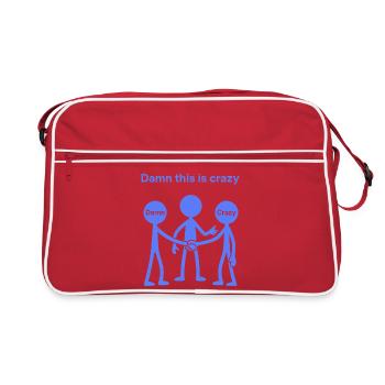 Weird Matchstick Man Gen Z Humor Irony - Retro Bag - red/white - Front