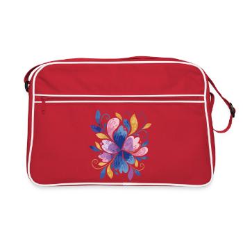 Elegantes Schmetterlings-Blumendesign - Retro Tasche - Rot/Weiß - Vorne