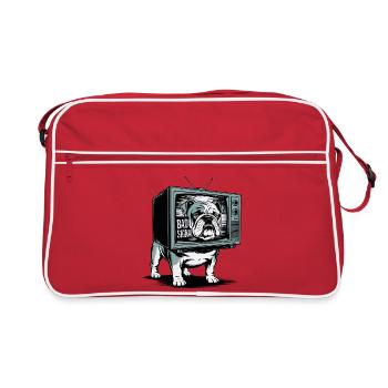 Funny Bulldog Bad Signal - Retro Bag - red/white - Front