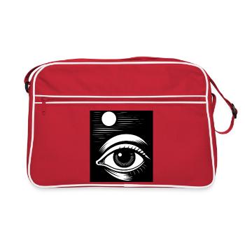 Eye Moon Night Art Illustration - Retro Bag - red/white - Front