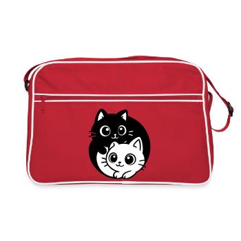 Ying Yang Kawaii Cats Icon - Retro Bag - red/white - Front
