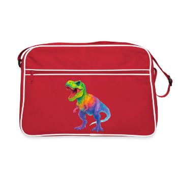 Dinosaure dégradé coloré - Sac Retro - rouge/blanc - Devant