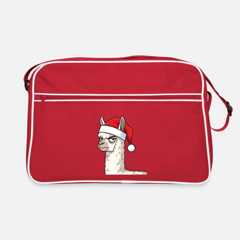 Festive Grumpy Llama Christmas Motif Retro Bag