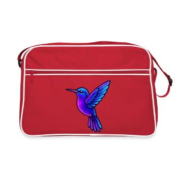 Neon Hummingbird Animals - Retro Bag - red/white - Front