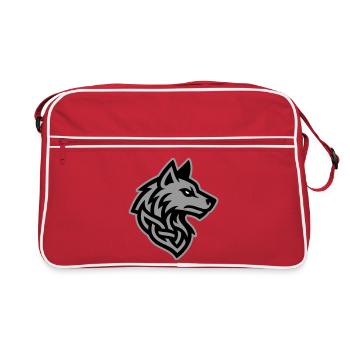 Wolf Head Viking - Retro Bag - red/white - Front