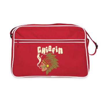 Chiefin Headdress Profile Illustration Design - Retro Bag - red/white - Front