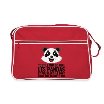 panda, diversity, love - Retro Bag - red/white - Front