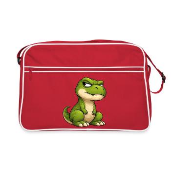 Grumpy T-Rex Cartoon Skeptical Look - Retro Bag - red/white - Front