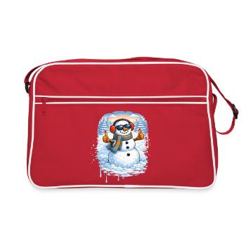 Cool snowman with sunglasses – winter fun - Retro Bag - red/white - Front
