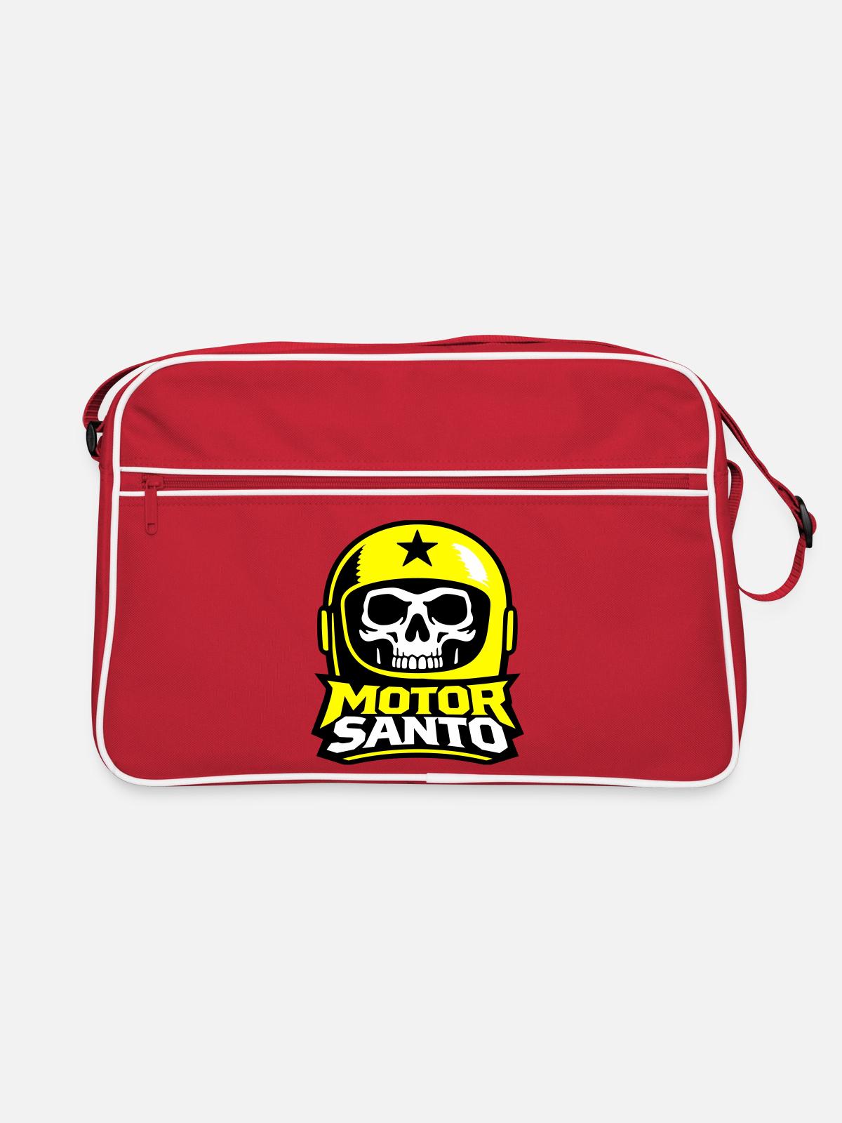 Motor Santo Skull Logo - Retro Bag - red/white - Front