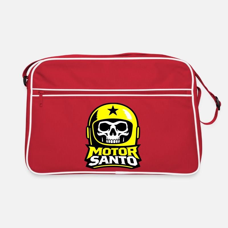 Motor Santo Schädel Logo - Retro Tasche - Rot/Weiß