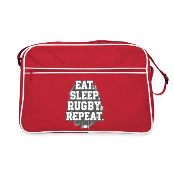 Essen, schlafen, Rugby wiederholen, wiederholen - Retro Tasche - Rot/Weiß - Vorne