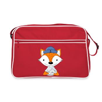 Renard marin avec bateau en papier - Sac Retro - rouge/blanc - Devant