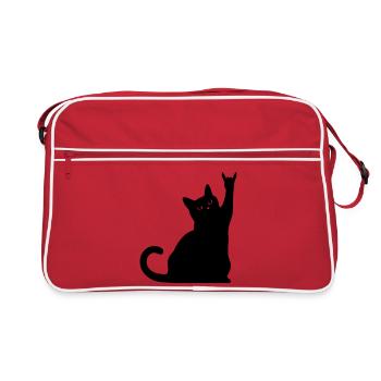 Chat Noir – Silhouette de cornes de diable - Sac Retro - rouge/blanc - Devant