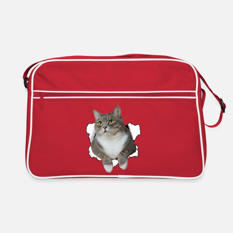 Chat mignon qui sort du trou - Dessin drôle de chat Sac Retro