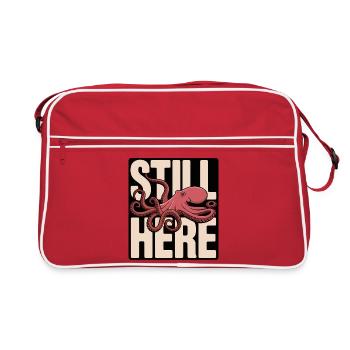 Pieuvre dans le lettrage « Still Here » - Sac Retro - rouge/blanc - Devant