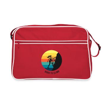 Klettermädchen, geboren, um Rainbow Bouldering zu besteigen - Retro Tasche - Rot/Weiß - Vorne
