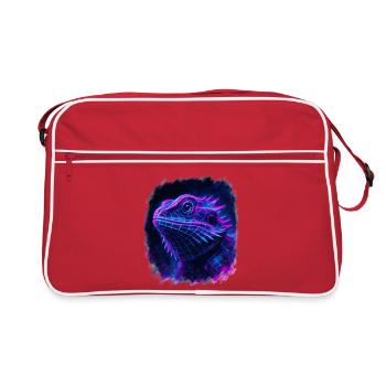 Dragon Barbu Cyberpunk Néon Synthwave - Sac Retro - rouge/blanc - Devant
