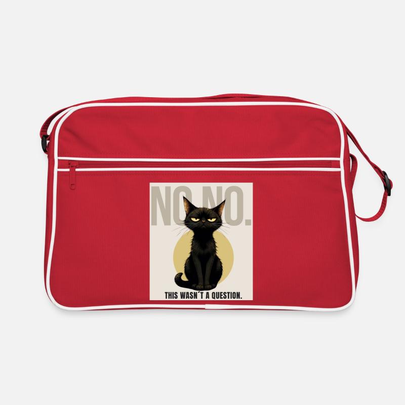 NO NO Sarcastic Black Cat Design - Retro Tasche - Rot/Weiß