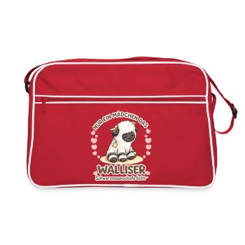 Nur Ein Mädchen Walliser Schwarznasenschafe Liebt - Retro Tasche - Rot/Weiß - Vorne
