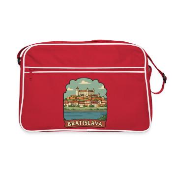 Bratislava Castle Slovakia Retro Travel Sticker - Retro Bag - red/white - Front