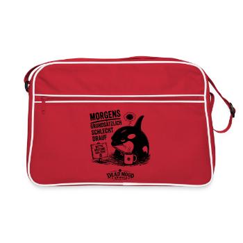 Morgens grundsätzlich schlecht drauf Bitte Abstand - Retro Tasche - Rot/Weiß - Vorne