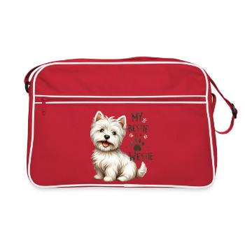 Mignon West Highland Terrier - Meilleure amie est une Westie - Sac Retro - rouge/blanc - Devant