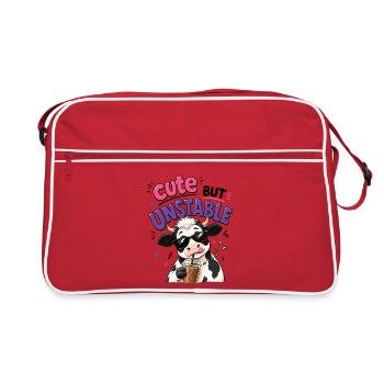 Vache douce mais instable avec café glacé - Sac Retro - rouge/blanc - Devant