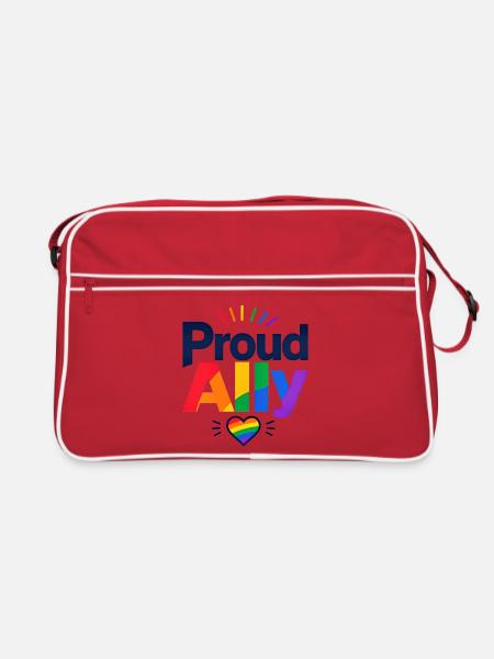 Proud Ally Spruch für LGBTQ Aktivisten & Fans CSD - Retro Tasche - Rot/Weiß