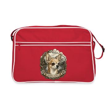 Chihuahua in vintage style with mountain landscape - Retro Bag - red/white - Front