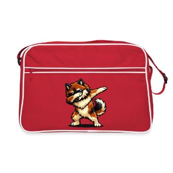 Dab Eurasier dans le style comique - Sac Retro - rouge/blanc - Devant