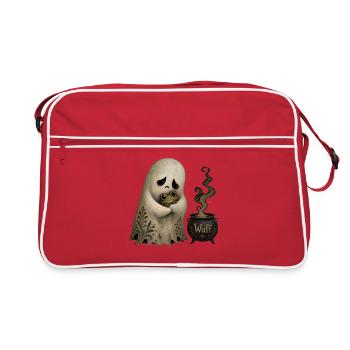 Cute Ghost Halloween Vintage T-Shirt Motif - Retro Bag - red/white - Front