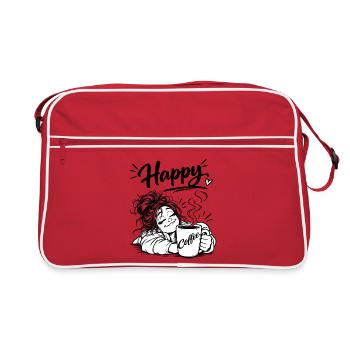 Coffee makes me happy - Retro Bag - red/white - Front