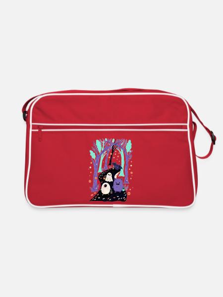 Kleine Monsterparade - Retro Tasche - Rot/Weiß