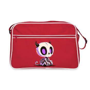 Cute Chibi Devil Skull - Retro Tasche - Rot/Weiß - Vorne