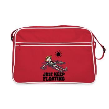Just Keep Float – lustiges schwimmendes Skelett - Retro Tasche - Rot/Weiß - Vorne