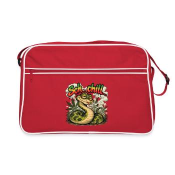 Chill – Bekiffte Schlange | Lustiges Stone Design - Retro Tasche - Rot/Weiß - Vorne
