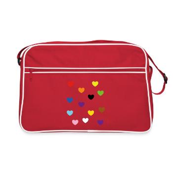 Rainbow Hearts – Inklusive Pride-Farben - Retro Tasche - Rot/Weiß - Vorne