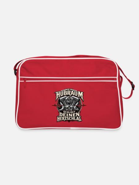 Trike Hubraum Biker Spruch - Retro Tasche - Rot/Weiß