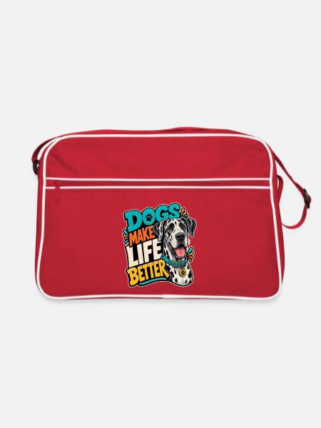 Dogge - Retro Tasche - Rot/Weiß