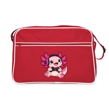 Gaming Axolotl – Zocker Wassermonster - Retro Tasche - Rot/Weiß - Vorne
