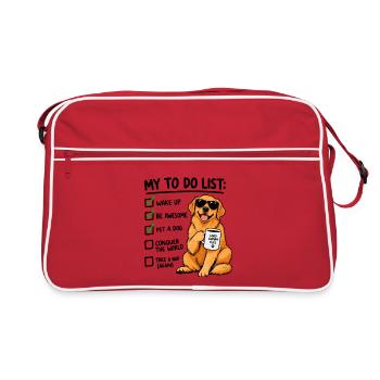 Golden Retriever To Do List – Lustiger Hund Kaffee - Retro Tasche - Rot/Weiß - Vorne