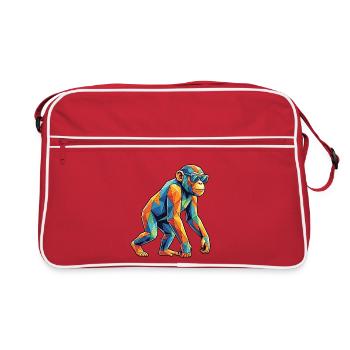 Poly Stil Affe - Retro Tasche - Rot/Weiß - Vorne