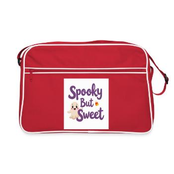 Gruseliger, aber süßer Geist - Retro Tasche - Rot/Weiß - Vorne