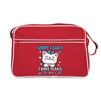 Katzenliebhaber Katzenmama Haustiereltern Kätzchenkunst - Retro Tasche - Rot/Weiß - Vorne