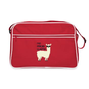No Problama Lama Lustiger Spruch Alpaka Geschenk - Retro Tasche - Rot/Weiß - Vorne