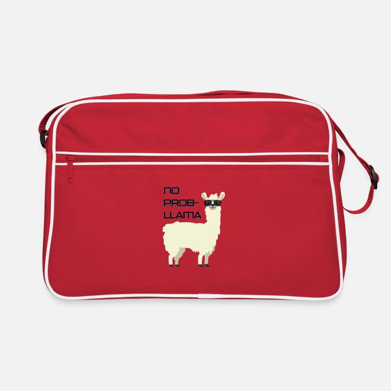 No Problama Lama Lustiger Spruch Alpaka Geschenk - Retro Tasche - Rot/Weiß